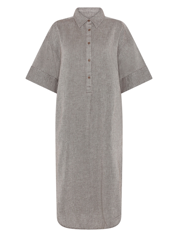 KnowledgeCotton Apparel Womens Structure Shirt Dress - Shaved Chocolate
